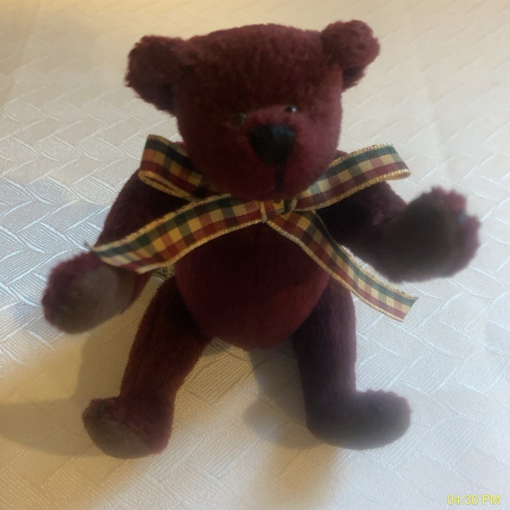 Vintage Ganz Cottage Collectibles Joint Bear "By Lorraine" 1995 Burgundy Plush